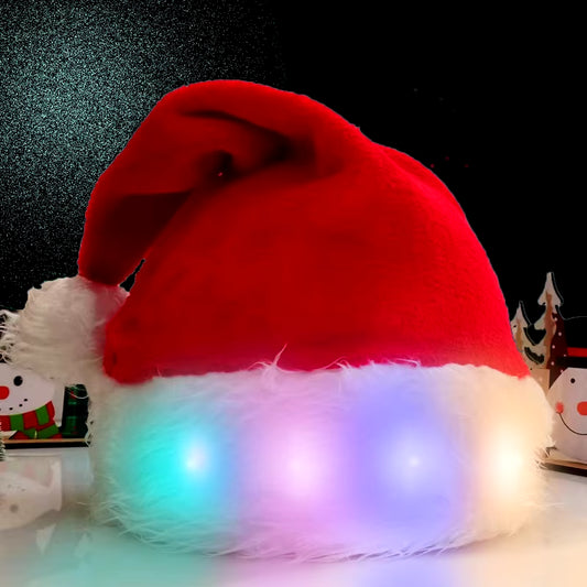 Santa Hat LED Light New Year Cute Kids Adults Cap Funny Christmas Hats for Kids & Adults Winter Gift Holiday Party Decorate