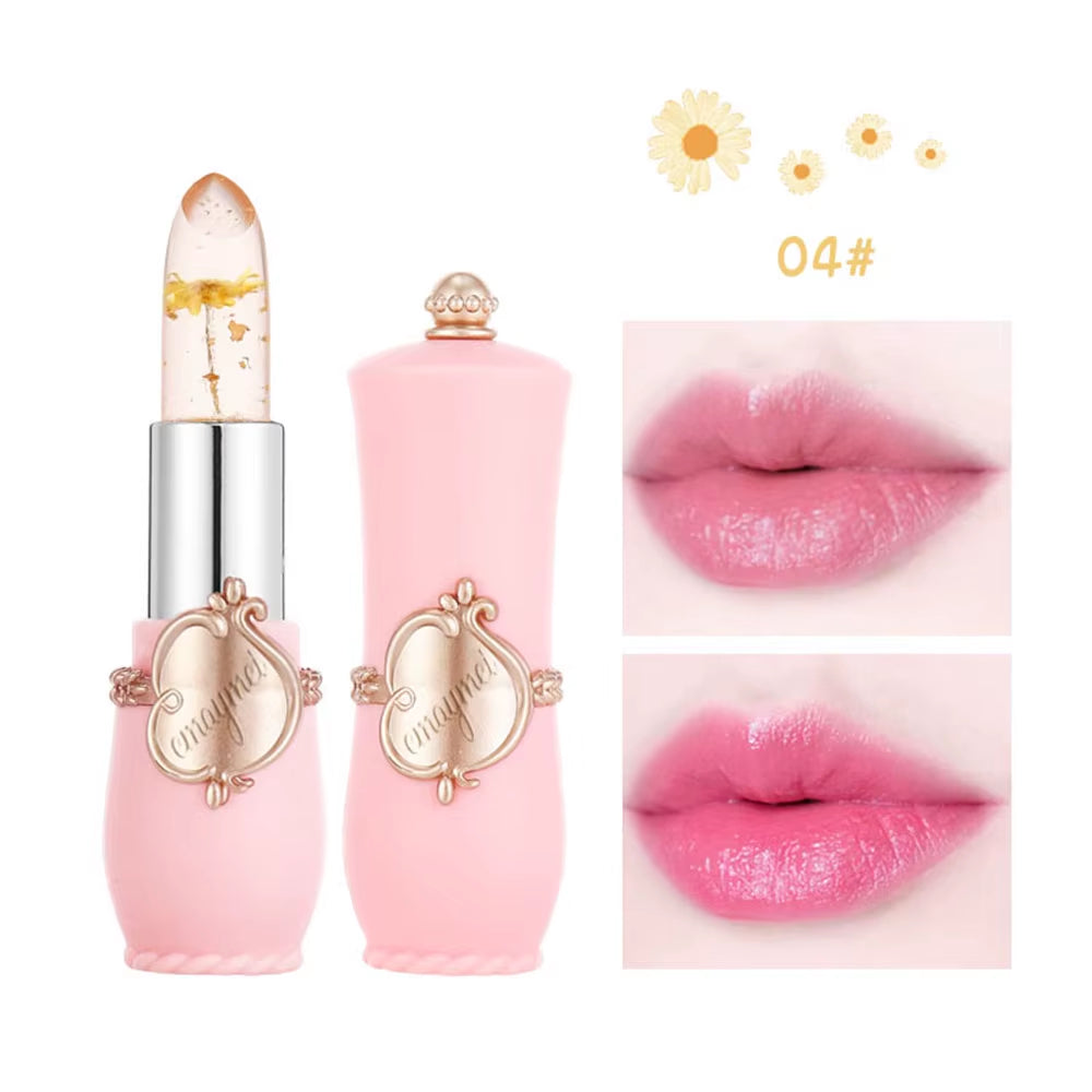 Beauty Jelly Dried Flower Color Changing Lipstick Transparent Flower Temperature Changing Lipstick Non-Stick Cup Lipstick